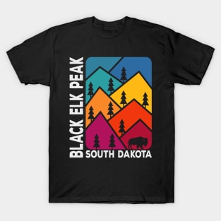 Black Elk Peak South Dakota Vintage Mountains Bison T-Shirt